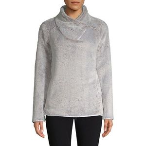 St. John's Bay Grey Faux Fur Pullover NWT